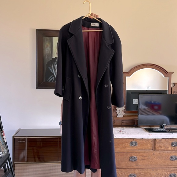 Royal blue 100% wool Dumas coat made in the US. Purple lining - Picture 1 of 4